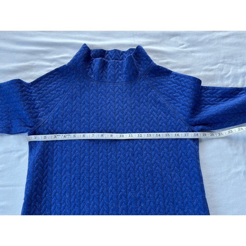 T By Talbots Mock Turtleneck Metallic Blue Sweate… - image 8